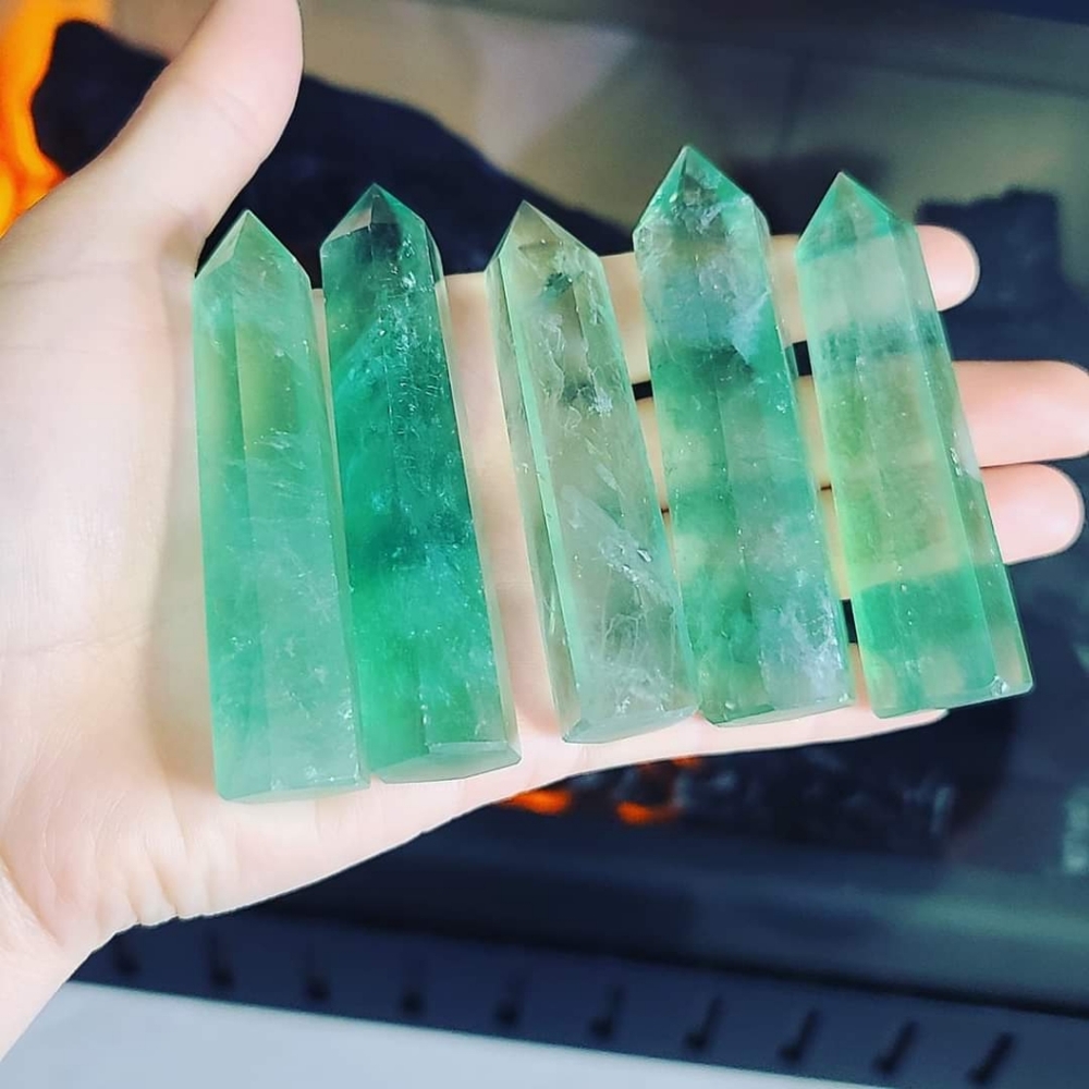Green Fluorite Crystal Points / Towers